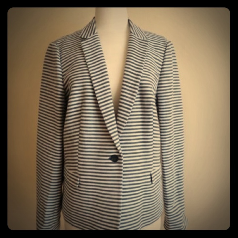 J Crew Madewell Navy & White Stripped Blazer